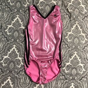 ADIDAS GYMNASTICS LEOTARD. PINK/BLACK. ADULT XS.